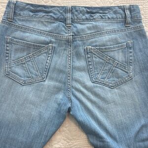 GAP Women's CURVY FLARE denim  western Straight Leg Jeans in Light Blue Biker